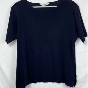 Exclusively Misook Women's Size Large Black Short Sleeve Pullover Blouse Shirt